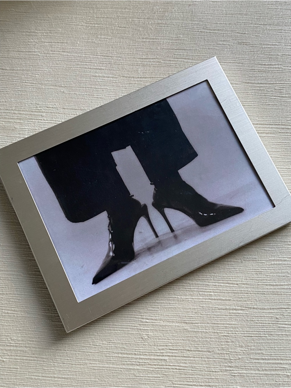 Silver metal frame w Toe Stiletto Ankle Boot art